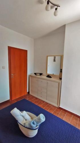 a room with a bowl on a blue rug at Apartments Aleksandra in Risan
