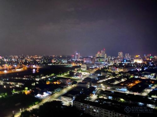 a view of a city at night with lights at Melaka Novo 8 Residence - Jonker Street by Stayrene in Melaka