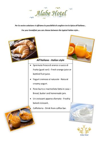 a page of a recipe for aridge bucket with pictures of food at Alabe Hotel Marina di Tresnuraghes in Tresnuraghes