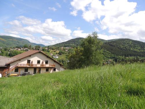 una casa en una colina con un campo de hierba en Les Hauts de Brochot, en Saint-Maurice-sur-Moselle