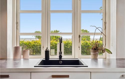 a kitchen with a sink in front of a window at 2 Bedroom Awesome Apartment In Hejls in Hejls