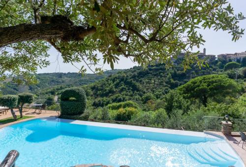 a swimming pool with a view of a mountain at Locanda Le Tre Sorelle in Casal Velino