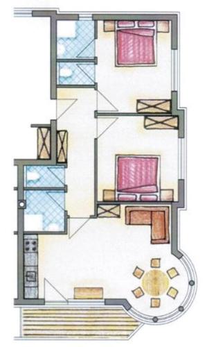 a floor plan of a house with a staircase at Apart Franz Josef in Stumm