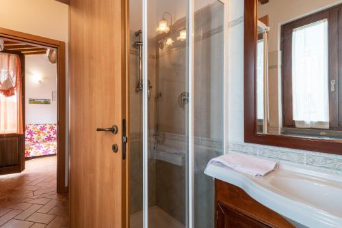a bathroom with a shower and a sink at Casa Galina in Civitella in Val di Chiana