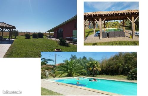 a collage of pictures of a swimming pool and a house at studio Ossages in Ossages