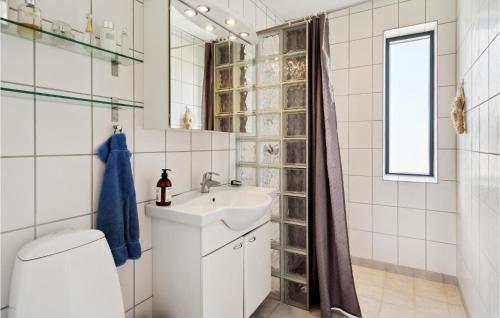 uma casa de banho branca com um lavatório e um WC em Stunning Home In Haderslev With Wifi em Haderslev