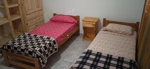 1 dormitorio con 2 camas en una habitación en Lo de la Nercida en Tornquist
