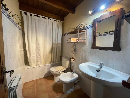 un bagno con un water bianco e un lavandino di E06 - Casa Carmen en Eriste - Villmor a Eriste