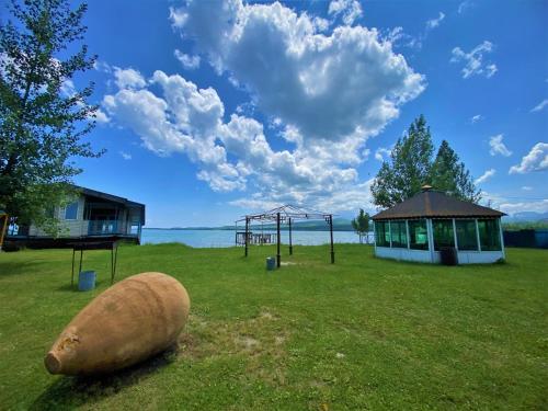 a park with a playground and a play structure at Geghama Garden House - Resort Sevan in Sevan