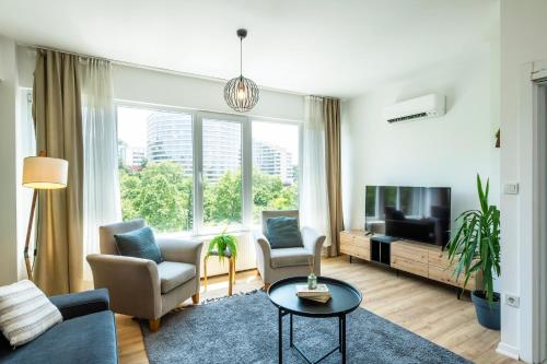 O zonă de relaxare la Two Bedroom Park View Apartment -Heart of Istanbul