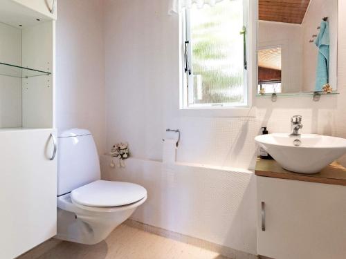 ボアディングボーにあるHoliday home Vordingborg XIの白いバスルーム(トイレ、シンク付)