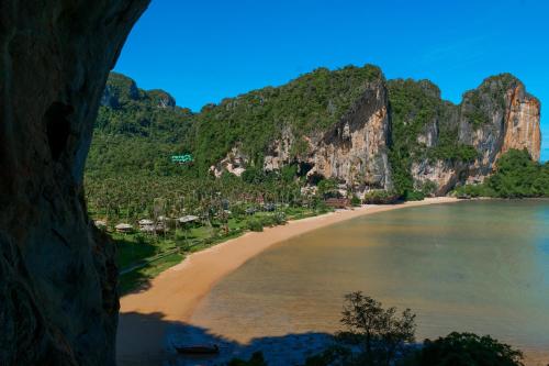 a view of the beach from a cliff at Tinidee Hideaway Tonsai Beach Krabi - SHA Extra Plus in Tonsai Beach