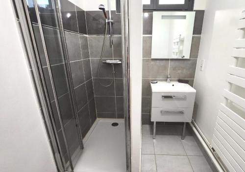 a bathroom with a shower and a sink at "Cozy Zen" 1 grande chambre - Calme - Arrivée autonome - 6 pers - Parking gratuit in Tours
