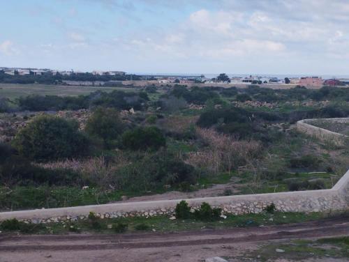 une vue sur un champ avec un chemin de terre dans l'établissement Appartement a louer situé à proximité de la plage 500 m à dahoumy cité bouznika, à Bouznika