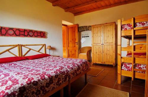 a bedroom with a bed and a bunk bed at Agriturismo Giandriale in Tavarone