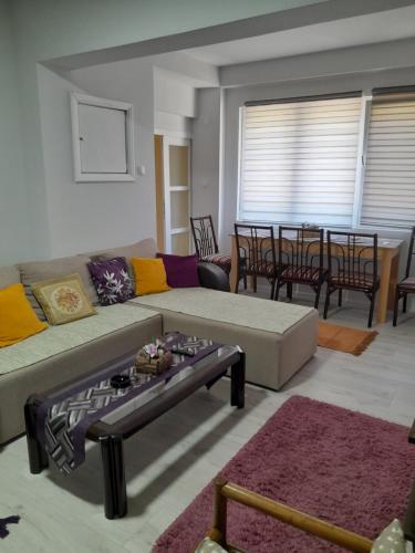 a living room with a couch and a table at Lipov lad in Bela Crkva