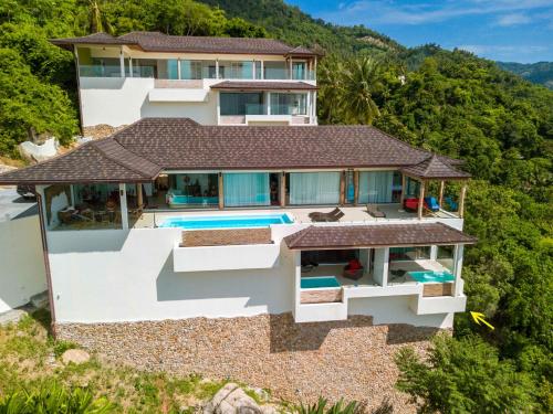 ラマイにあるAwesome sea view pool studio B - 2 people - Lamai Bay View - Koh Samuiのプール付きの家の航空写真