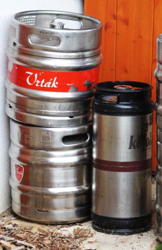 two large metal buckets sitting next to each other at Hájenka hraběte Buquoye in Kaplice