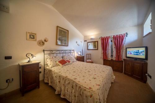 een slaapkamer met een bed en een flatscreen-tv bij Casa tra le Querce in Avigliano