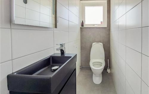 a bathroom with a sink and a toilet at Cozy Home In Helsingborg With Private Swimming Pool, Can Be Inside Or Outside in Helsingborg