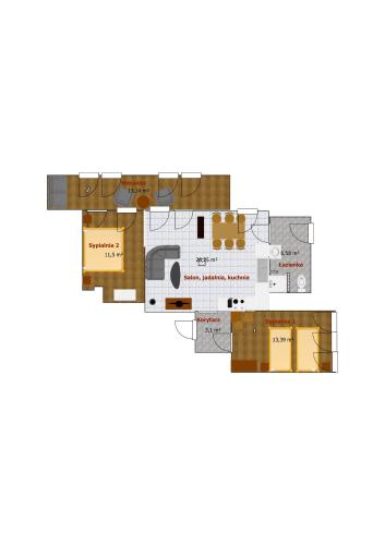 Půdorys ubytování Roland Apartamenty