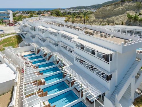 an aerial view of the pool on the cruise ship at Aloe Hotel - Adults Only in Faliraki