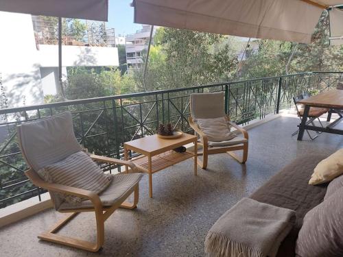 quiet apartment with a large balcony near the sea