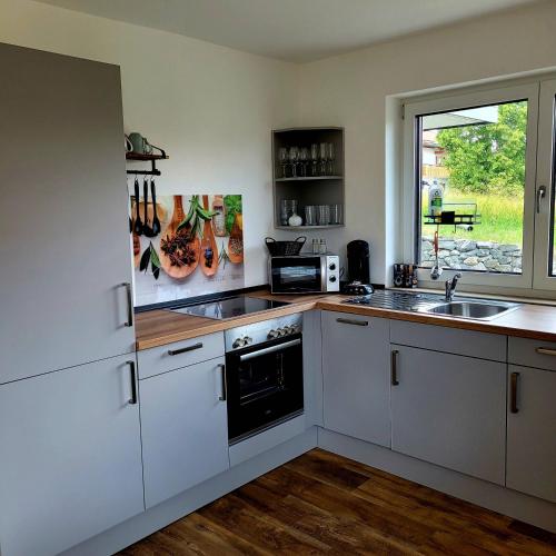 Kuchyň nebo kuchyňský kout v ubytování Ferienwohnung Am Hochfeld