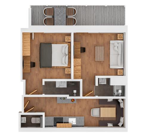 un plano del piso de un condominio en Schwaiger Appartements en Zell am See