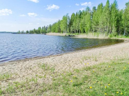 a sandy beach next to a body of water at Holiday Home Ateljee by Interhome in Rääkkylä