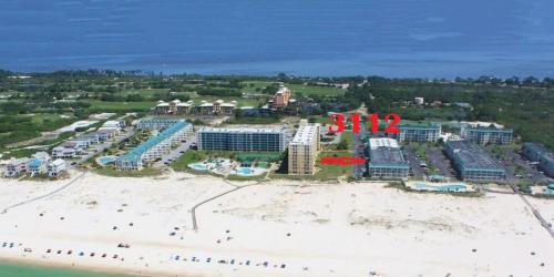 an aerial view of a resort on the beach at Gulf Shores Plantation Condos in Gulf Shores