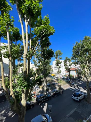 an aerial view of a parking lot with cars at Mehari Hotel Rimini in Rimini