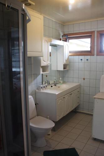 a bathroom with a toilet and a sink at 14 B in Stavanger
