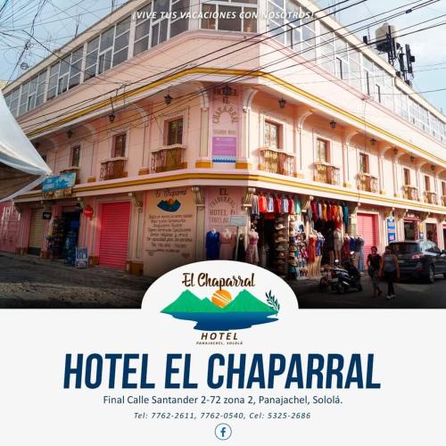 een hotel el chaparral wordt geadverteerd in een flyer bij Hotel Chaparral in Panajachel