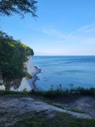 a view of the ocean from a cliff at Haus Burmeister in Sassnitz
