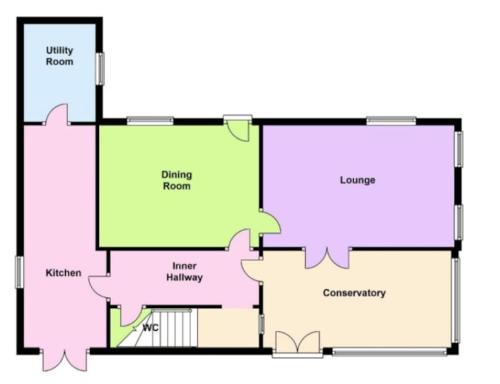 a floor plan of a house at Llys Onnen - North Wales Holiday Cottage in Mold