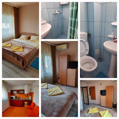 a collage of four pictures of a room at Casa Mario in 2 Mai