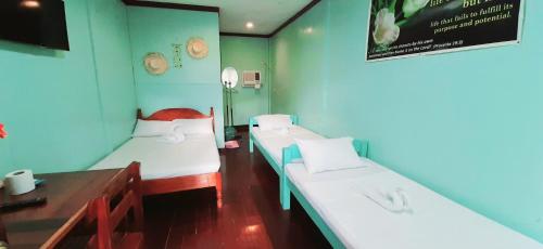 - une chambre à l'hôpital avec 2 lits et une télévision dans l'établissement Pinaluyan Guest House, à Puerto Princesa