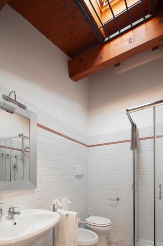a bathroom with a sink and a toilet at La Casina apartament in Ferrara