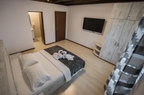 Casa Arcadia Buzau Monteoru 2 tesisinde bir odada yatak veya yataklar