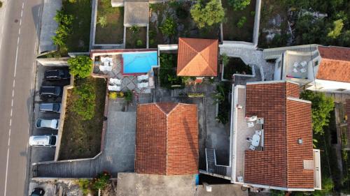 an overhead view of a building with a roof at INO Apartments in Tivat