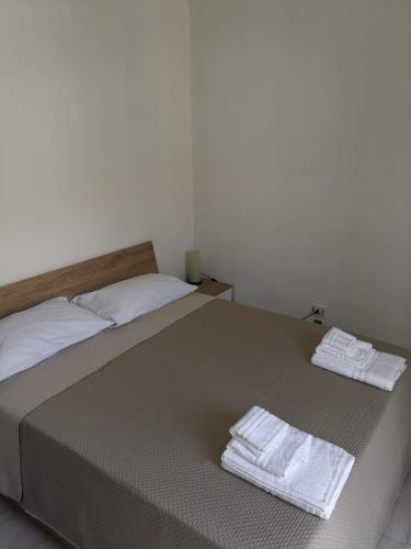 a bed with two towels sitting on top of it at B&B Anastasia in Buccino