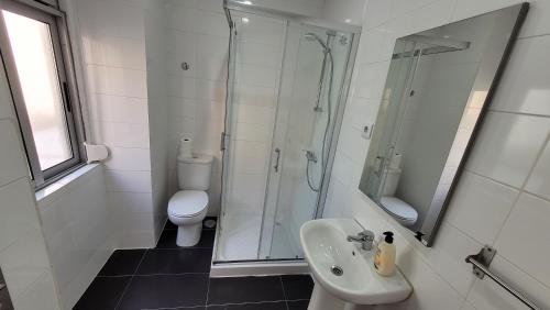 a bathroom with a shower and a sink and a toilet at Stay in Sintra in Sintra