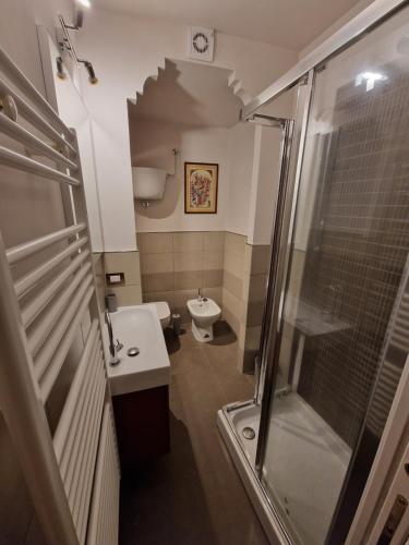 Flat II في Petroio: حمام مع دش ومغسلة ومرحاض