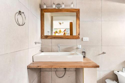 a bathroom with a white sink and a mirror at Calivista Vineyard in Tunuyán