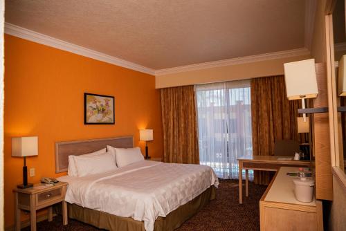 een hotelkamer met een bed en een raam bij Holiday Inn La Piedad, an IHG Hotel in La Piedad Cavadas