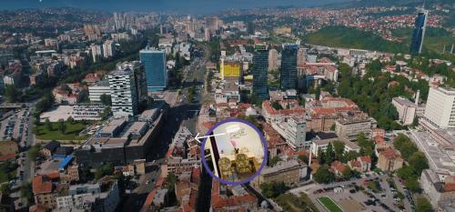 Pohľad z vtáčej perspektívy na ubytovanie 3 Zimmer Wohnung,Marijin Dvor Sarajevo