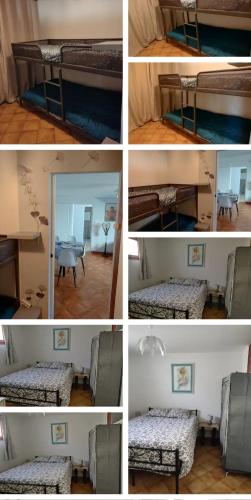 - un groupe de quatre photos d'un lit dans une chambre dans l'établissement la picarde, à La Seyne-sur-Mer