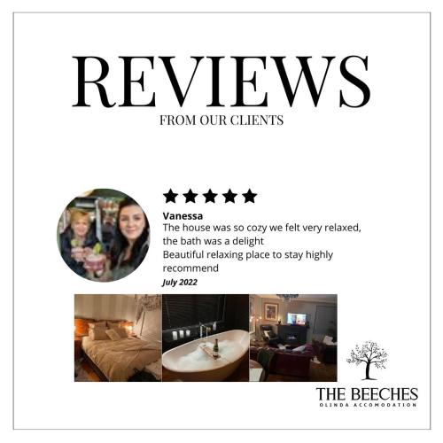 a page of a website with a picture of a room at The Beeches Olinda Accommodation in Olinda