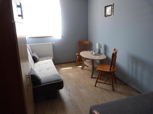 a living room with a couch and a table at Pokoje gościnne u Steni in Kudowa-Zdrój